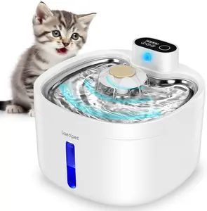 Wireless Cat Water Fountain 2.6L/88oz, Battery Operated Stainless Steel Pet Fountain with Motion Sensor, 3 Modes Automatic Water Dispenser for Cats Dogs, Silent Pump Multi-Filtration BPA-Free