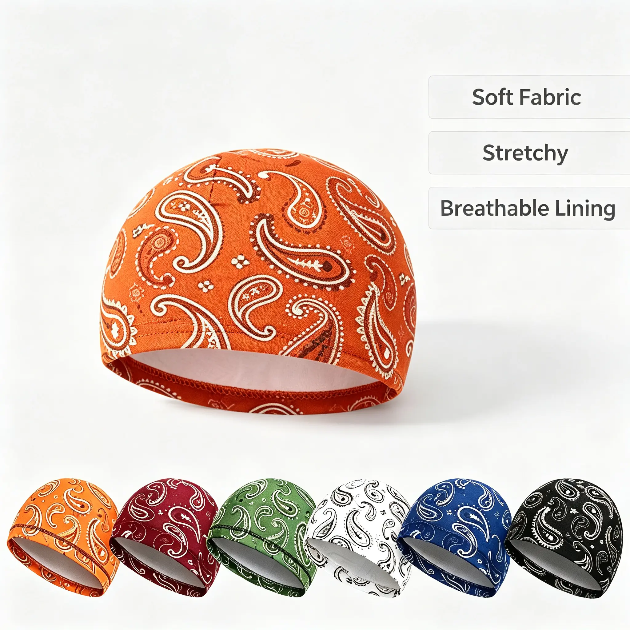 6 Pcs Men Cooling Skull Cap ,Helmet Liner Sweat Wicking Beanie Head Roll Bicycle Cycling Running Hat Sports Hats Sports Outdoor Hat