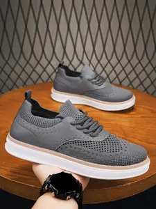 Spring Summer Men's Fashion Patchwork Casual Shoes, Low Top Breathable Fabric, Comfortable Laces, Trendy Men's Sneakers