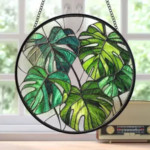 Monstera Plant Stained Glass Suncatcher