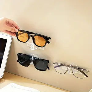 5pcs Plastic Wall-Mounted Eyeglasses Organizer, Waterproof Bathroom & Bedroom Storage Rack, Space-Saving Rust-Proof Design, Wall Mounted Hanger