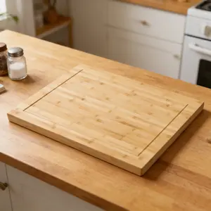 CNCEST Stove Top Cover, 29.5" Wooden Stovetop Cutting Board & Serving Tray Farmhouse Kitchen Countertop Organizer with Handles for Extra Prep Space & Kitchen Decor