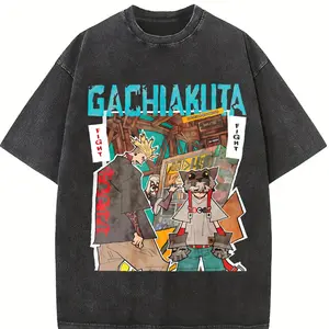 valentine shirts Zanka Nijik Gachiakuta Anime Washed T Shirt Streetwear Hip Hop 16Vintage T-Shirt  Tees for Men Women Cotton Oversize Summer
