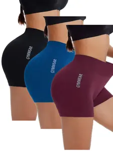 3-Pack High Waist Women's Elastic Shorts, Comfortable Tummy Control Yoga Shorts for Exercise & Daily Wear, Ideal for Big Hips