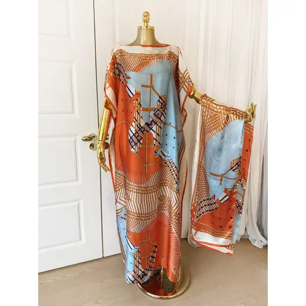 Women's 2-Piece Colorblock Print Long Scarf & Poncho Set - Casual Soft Comfortable Fashion Accessory Shawl, Swimsuit Cover-Up, Beach Outdoor Wear, Spring Essential