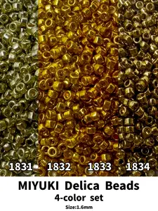 Miyuki Delica Beads, sets 1831/1832/1833/1834, total 3996 pcs, size 1.6mm/0.063 inch, total 20g, 5g each color, for DIY jewelry making, bracelet, necklace, earring making materials