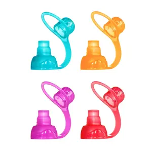 SoftSip Food Pouch Top | Baby Led Weaning | No Spill Flow Control Valve, Protects Childs Mouth, 100% Silicone, BPA Free | Four Colors, 4 CT