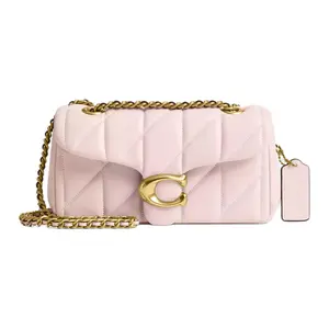 COACH Tabby 20 Quilted Leather Shoulder Bag in Brass and Pink for Women