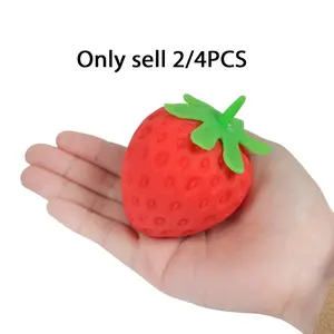 2/4pcs Anxiety Squishies, Fidget Cube Stress Relief,Squeezable Toy Fruit Ball Realistic Strawberry Model, Perfect Desk Accessory, Anxiety Stress Relief Party Favor Gifts for Adults