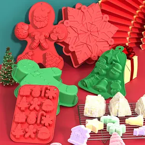 3D Christmas Tree Snowflake Snowman Mold Set, Non-Stick Baking Molds for DIY Chocolate Candy Soap Cookies Jello Cakes Ice Cubes