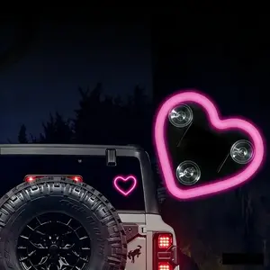 2PCS Summervibes-Solar Powered LED Heart Shape C-Pillar Neon Light Eco-Friendly Wireless Car Interior Decor 9.57mm x 8.42mm x 15.36mm Modern Stylish Design tiktokshopspringglowup