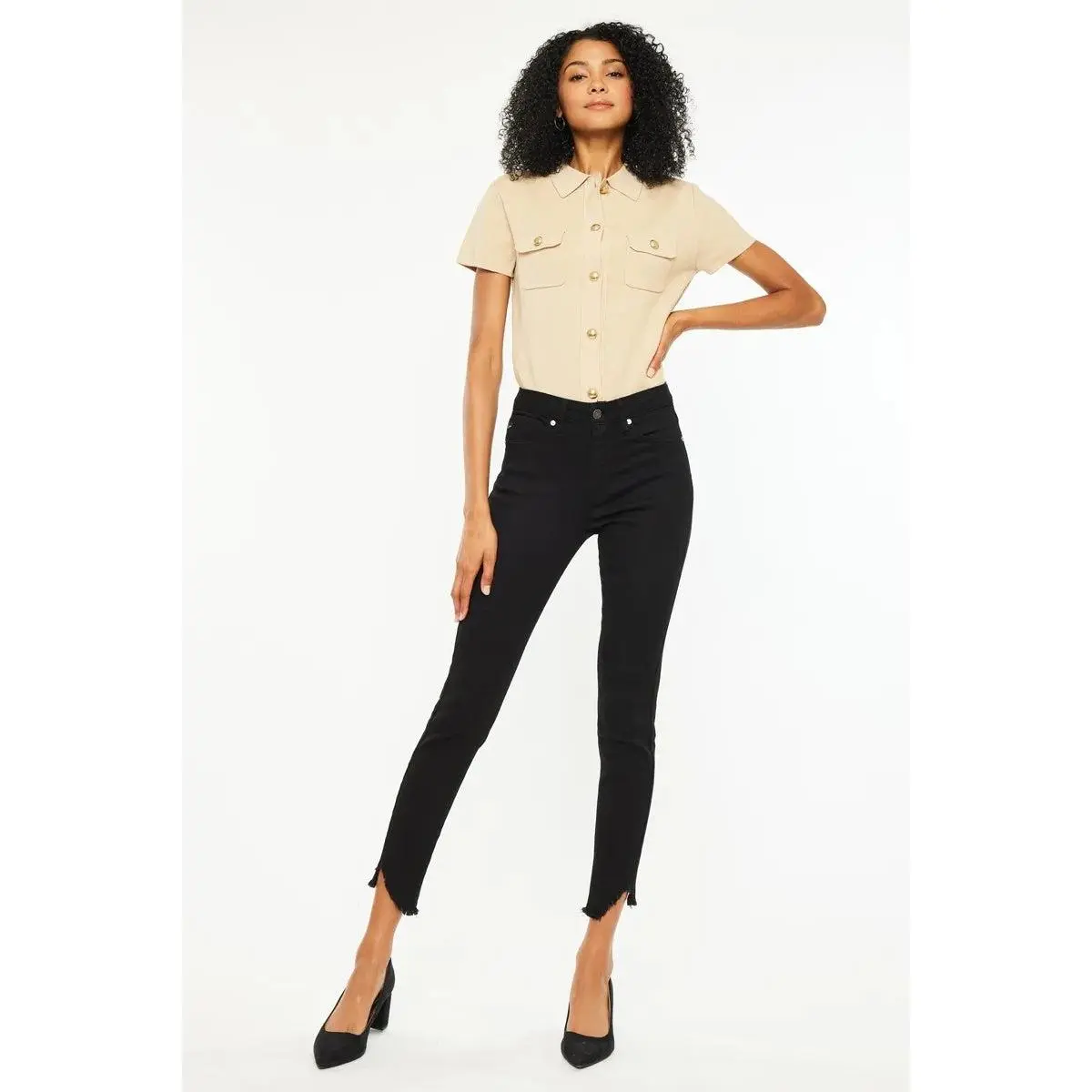 Kancan High Rise Frayed Hem Skinny Jeans