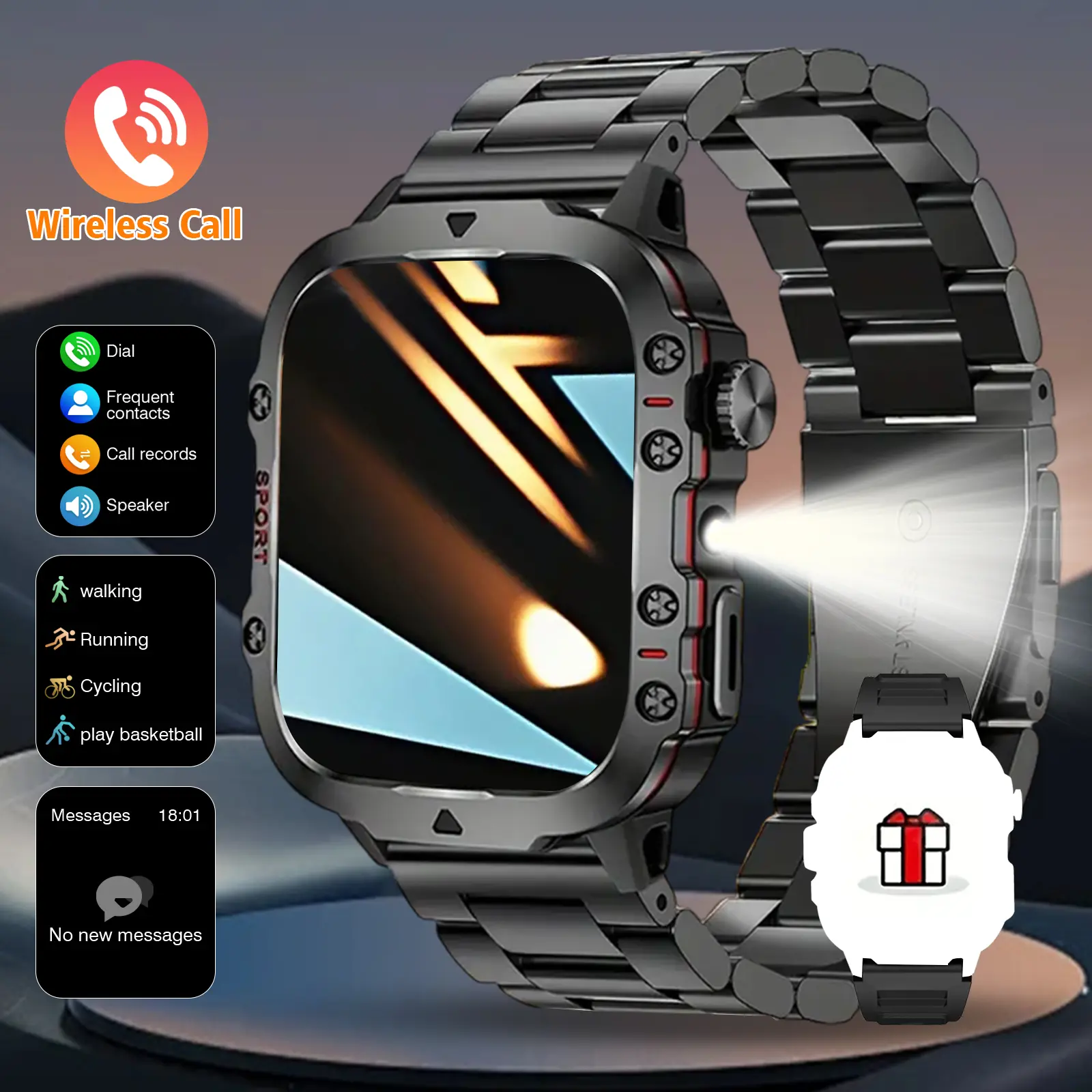 Smart Watch,Multiple Sports Modes,Pedometer,Faint Tracker, Wireless Calling,Message Reminder View,Multiple App Reminders,Multifunctional Fitness Device for Men and Women, 1.83-inch HD Screen, Compatible With Android/iOS Phones, Suitable for Men/Women