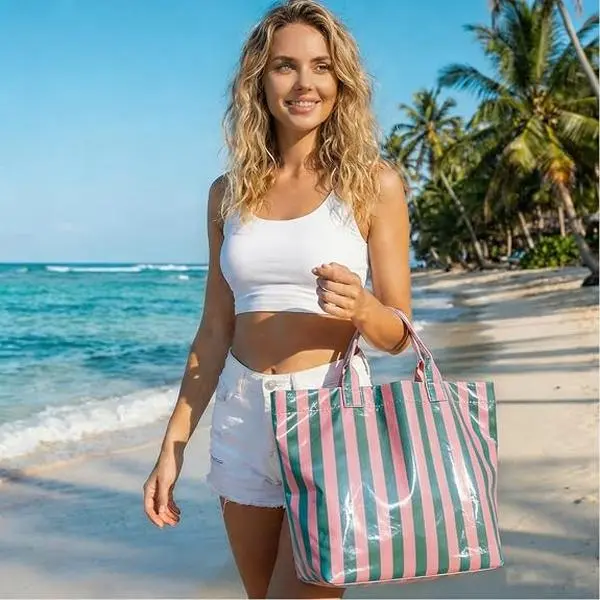 Cute Striped Tote Bag for Women, Large Capacity Lightweight Shoulder Bag, Trendy Everyday Handbag for Work, Travel & Shopping