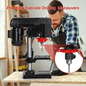 8" Benchtop Drill Press – Precise Drilling for Wood & Metal, 2.5A Motor, 5 Variable Speeds, Tilting 0-45° Worktable, Professional Workbench Tool