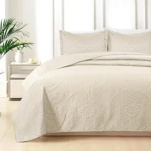 Lightweight Quilted Bedspreads All sizes Bed | 3 Piece Oversized Bedspread | Soft Bedding Set with 2 Matching Pillow Shams | Best For Gift