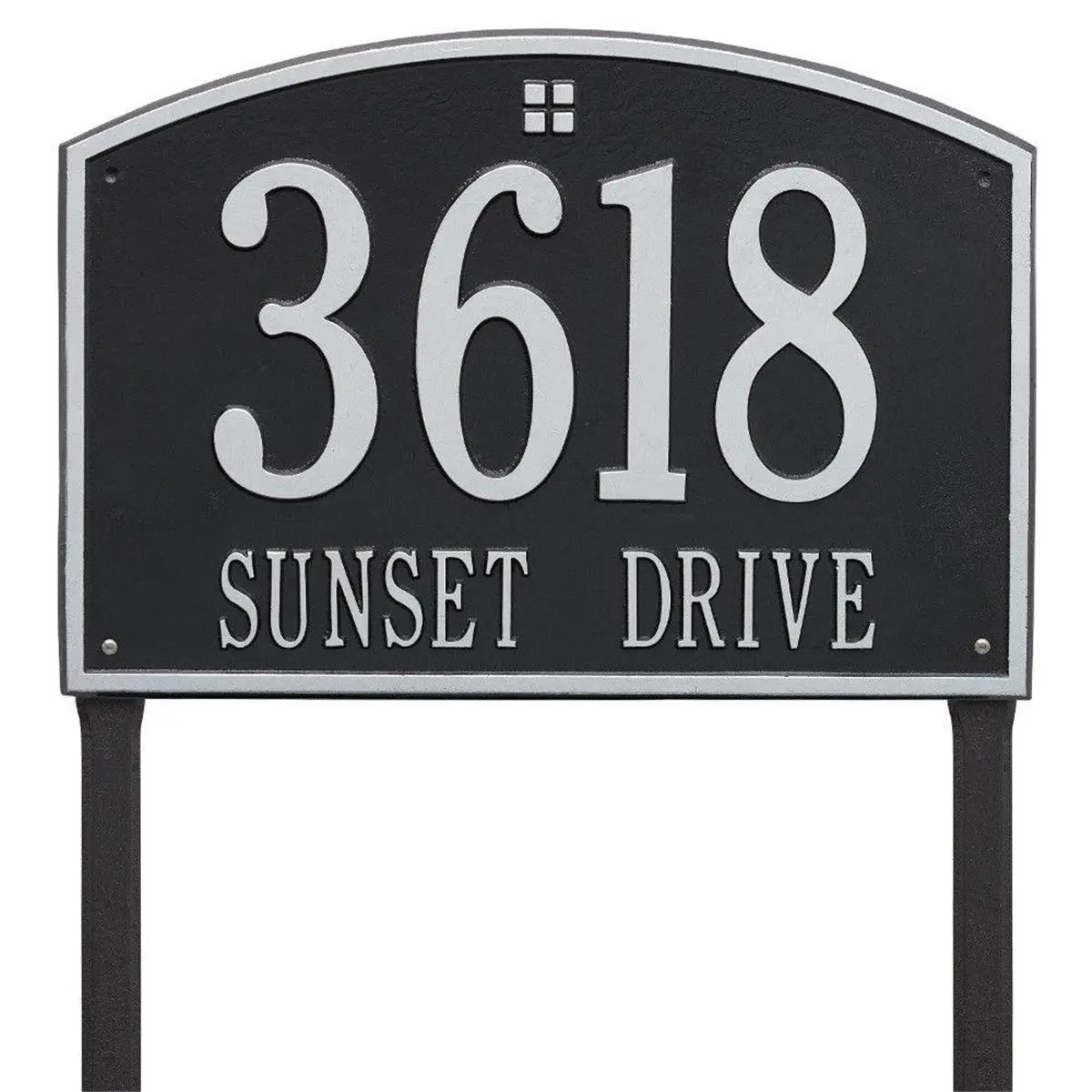 Special Lite Products MP-453-SW Art Nuevo Top Mount Address Plaque, Cast Aluminum Home Decor Sign, Swedish Silver, Indoor Address Sign, Home Supplies
