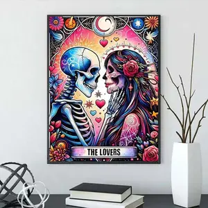5D DIY Full Drill Round Diamond Painting - Diamond Art Painting Kit Skull, Love, Floral Mosaic, Canvas - DIY Decorative Painting, Home Wall Decor, Suitable for Halloween and Christmas, Birthday and Anniversary Gifts, Handicraft