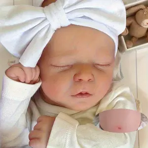 TopLink 45cm Reborn Asleep Baby Doll Full Soft Vinyl Body Bath Toys Girl Kid 18inch Newborn with 3D-paint Skin Visible Veins Washable Toy Ideal for Gifts Rebornbabydoll Sleeping Doll Clothes Set Doll Doll Accessories