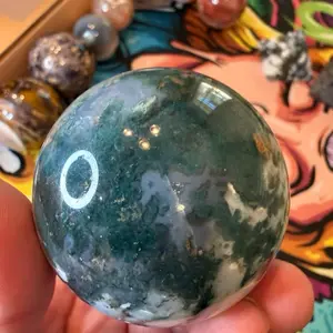 Moss agate sphere