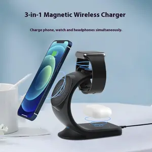 3 in 1 Wireless Charger Station for Apple iPhone, iWatch, AirPods, Fast Magnetic Charging Stand Dock 3 in 1 Wireless Charger Station for Apple iPhone, iWatch, AirPods, Fast Magnetic Charging Stand Dock