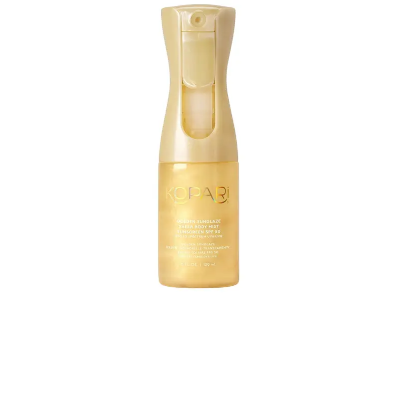 Kopari Golden Sunglaze Physical Body Mist Sunscreen SPF 50 - Vegan, Organic, Fruit-Fragranced Sun Protectant Body Care with Hyaluronic Acid, Moisturizing, No White Cast, Fast-Absorbing Glow Formula