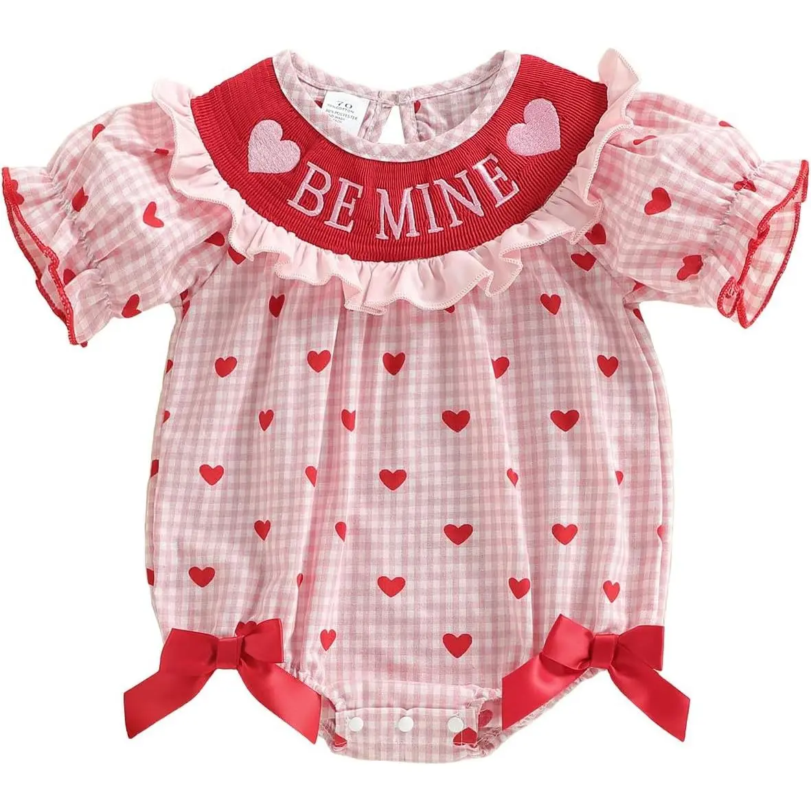 Baby Girl Easter Outfit Bunny Cross Embroidery Bubble Romper Short Sleeve Easter Onesie Cute Smocked Clothes