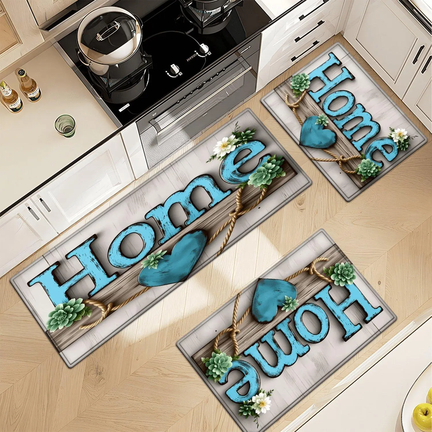 1pc Flannel Floor Mat, Soft Non‑Slip Washable Water‑Absorbing Decor Rug for Kitchen, Living Room, Laundry Room and Bathroom