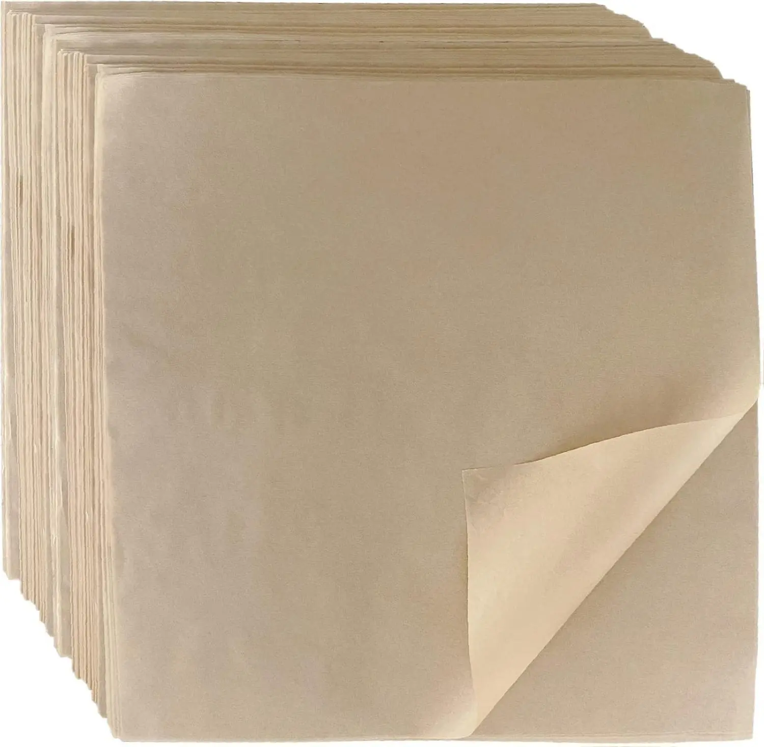 Classic Brown Grease-Proof Parchment Paper Sheets, 12"x12" 100PK, Bakeware-Compatible Food Wrapper for Sandwiches, Oil-Resistant Chicken Wing Packaging & Festival Use