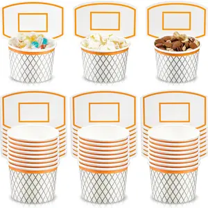 24 Pieces Basketball Hoop Snack Cups Basketball Party Decorations Paper Party Supplies Paper Snack Cups Disposable Treat Food Bowls for Ball Themed Birthday Favors