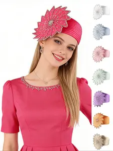 Wedding Bridal Church Party Derby Hats for Women Bow Formal Bowler Hat Brimless Fascinator Flat Top Fedora Hats