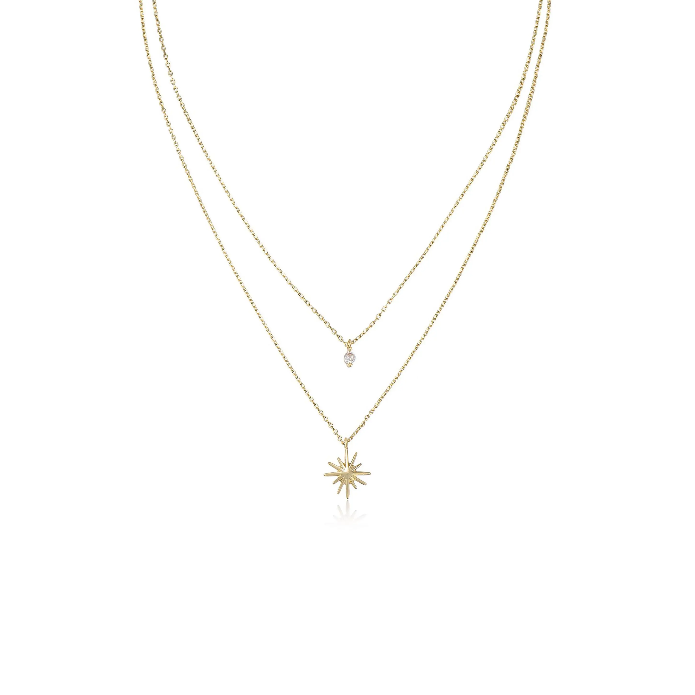 Ettika Layered Starburst Crystal Necklace with Layered Design and Starburst Pendant
