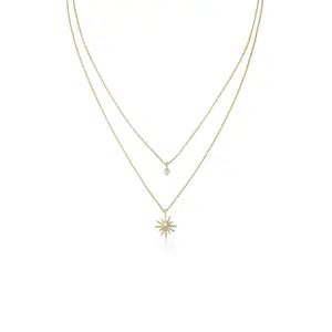 Ettika Layered Starburst Crystal Necklace with Layered Design and Starburst Pendant