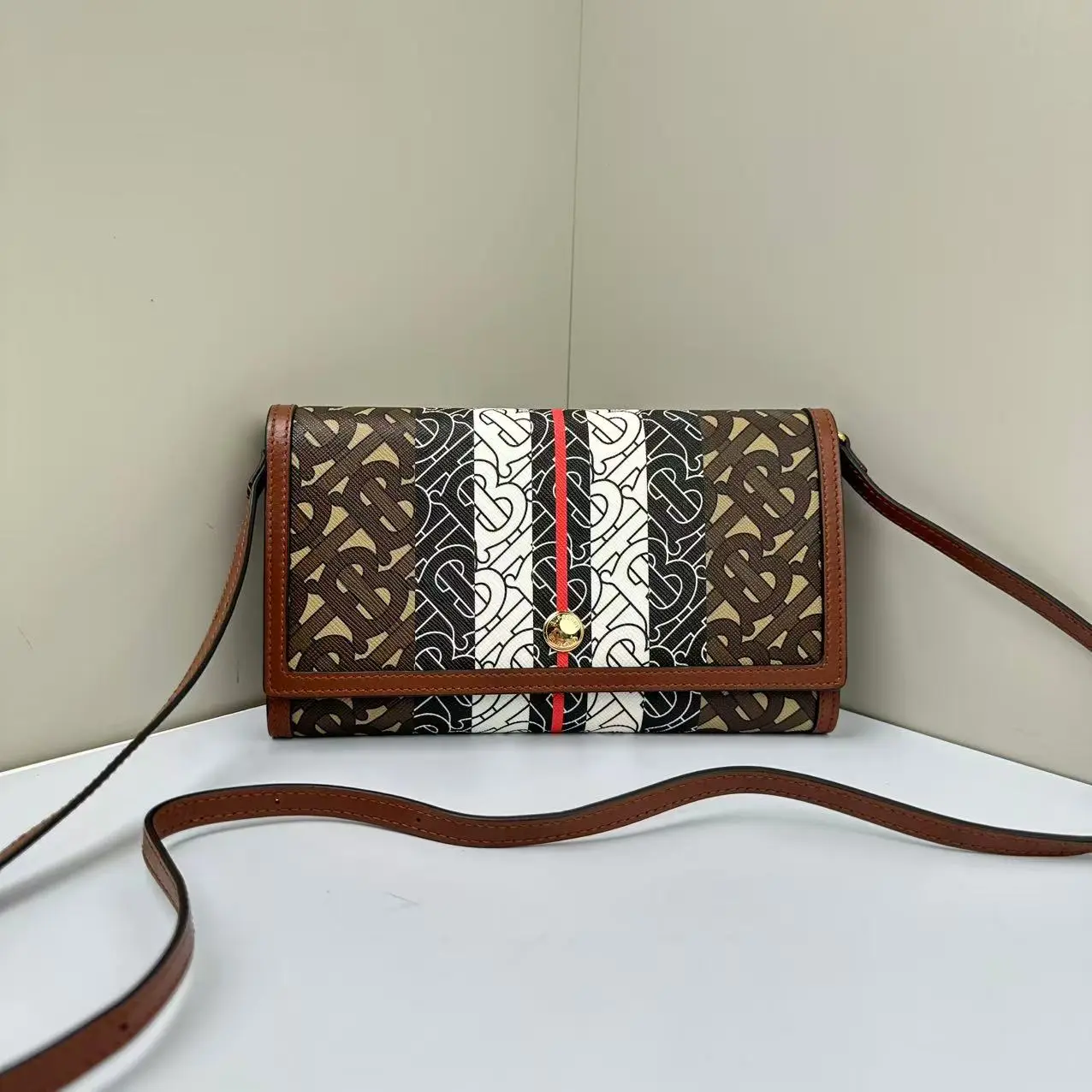 Pre-owned BURBERRY Canvas Crossbody Bags Stripe Brown LCCPU