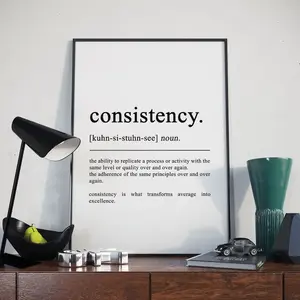 Consistency Definition Poster, Motivational Art For Entrepreneurs, Office Wall Decor, Inspirational Poster home ornament(Note: Frame shown for display only)