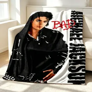 Michael Jackson Retro HD Flannel Blanket, Soft Cozy Throw Blanket for Home Bedroom Sofa Travel Office, Music Fan Gift