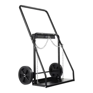 VEVOR Dual Welding Cylinder Cart, Oxygen Acetylene Tank Cart with 440LBS Static Weight Capacity, 10-Inch Solid Wheels and Tank Storage Safety Chains, Suitable for Double 12.5-Inch Dia. Gas Cylinders
