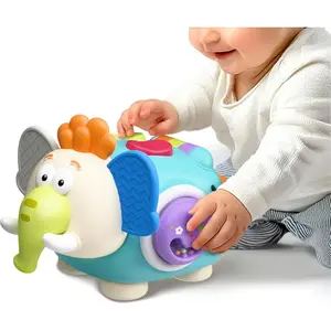P-ITC07   Baby Elephant Activity Cube, Infant Busy Cube Montessori Toy for 1 Year Old, Babies Carseat Plane Travel Toy, Toddler Sensory Development Learning Birthday Gift 6-9-12-18 Months 2 3 Year