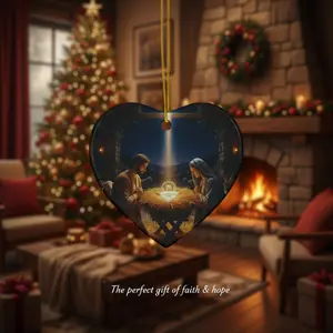 Adorno Navideño del Nacimiento – Escena Sagrada de la Noche Santa | Decoración Cristiana para el Hogar | Regalo de Fe para Familias y Creyentes