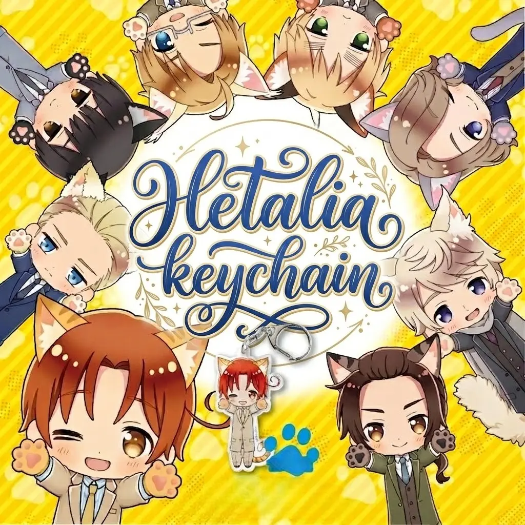 Hetalia Axis Powers Keychain (Ver 2) - Cat Ear Key Chain - Cute, Durable, And Perfect For Bags, Keys, Or Gifts. Great For Daily Use Or As Thoughtful Little Gifts For Your Friends And Yourself.