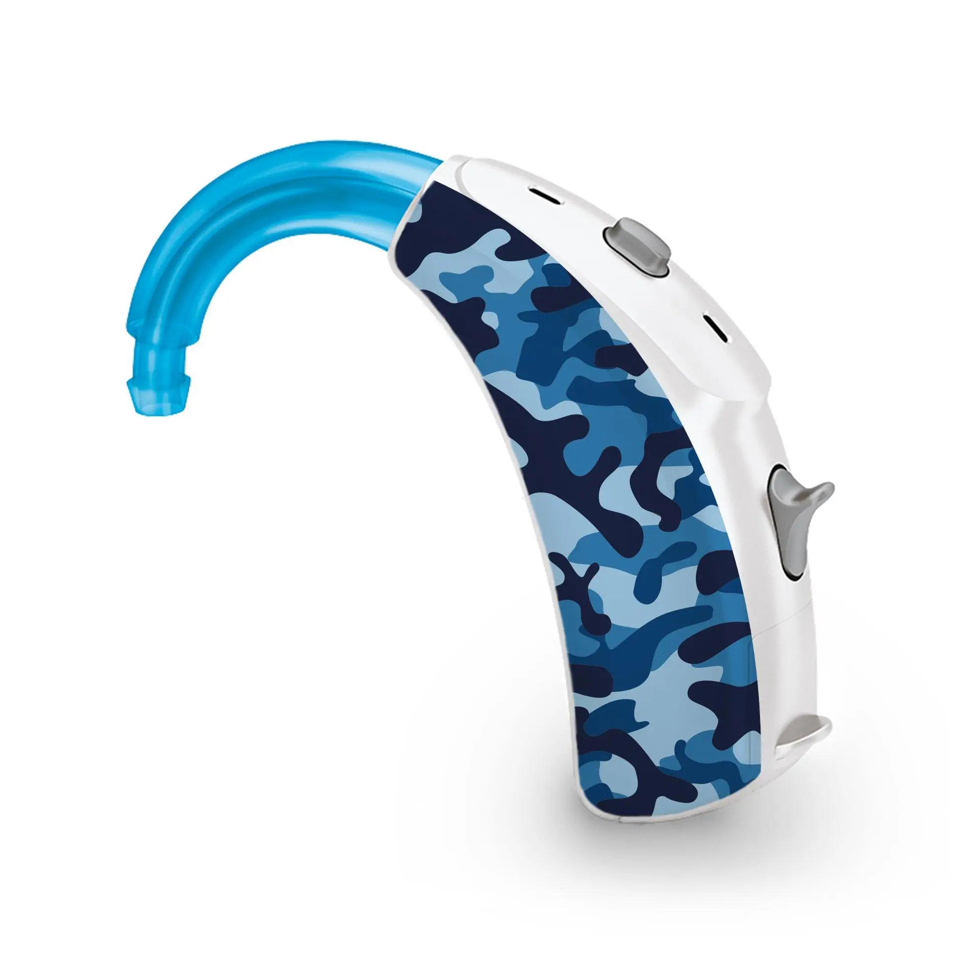 Camouflage Blue Hearing Aid and CI Skins