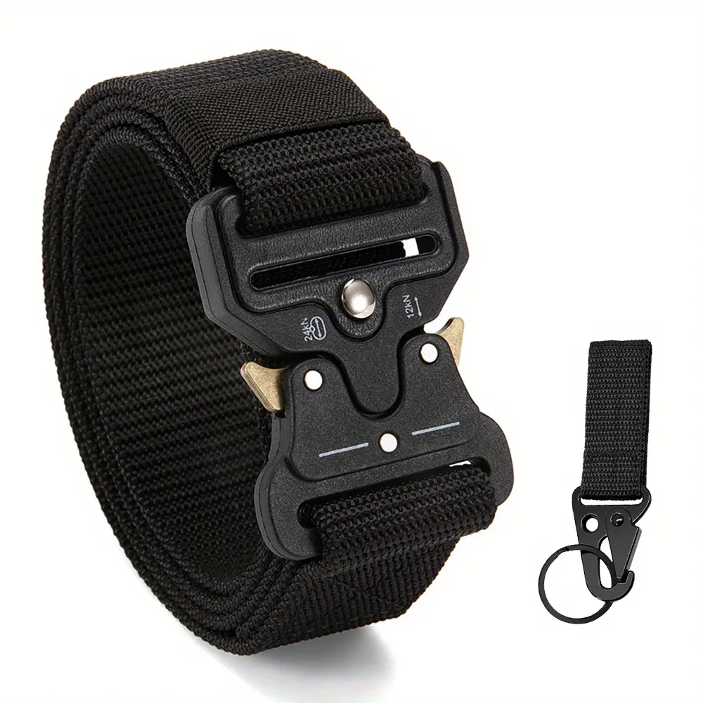 YOORAN Men's Tactical Buckle Belt - Heavy-Duty Nylon Canvas, Quick Release Buckle, Keychain for Fitness, Hiking Outdoor Gear, Buckle Men's Belts