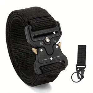 YOORAN Men's Tactical Belt Heavy-Duty Nylon Canvas with Quick Release Buckle & Keychain for Fitness Hiking Outdoor Gear