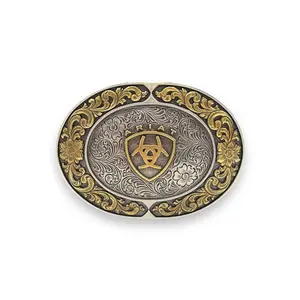 Men's Ariat Floral Oval Silver & Gold Buckle