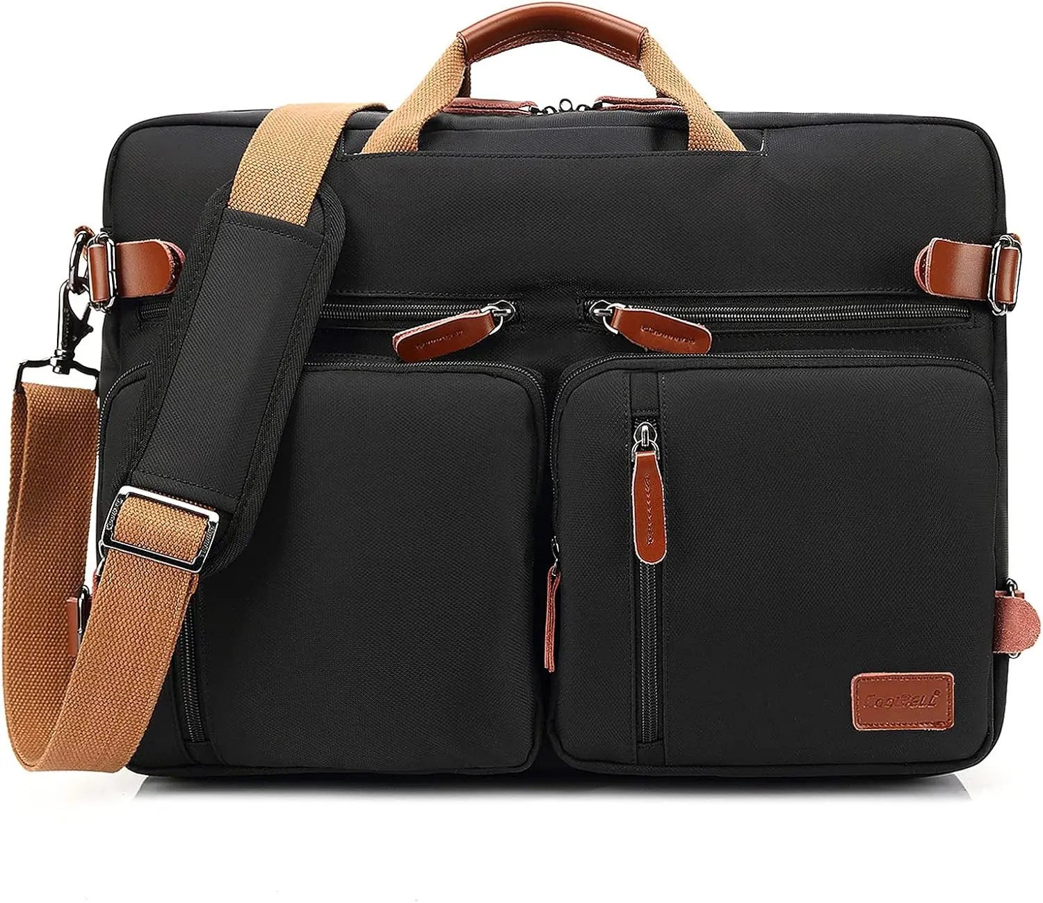 Convertible Backpack Messenger  Bag Laptop Case Handbag Business Briefcase Multi-Functional Travel Rucksack Fits 17.3 Inch Laptop for Men/Women (Black)