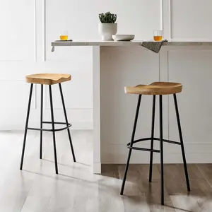 Modway Concord Backless Wood Bar Stools - Set of 2 in Oak