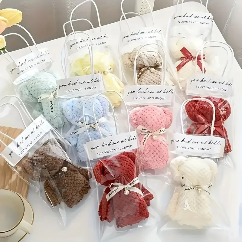 Bear Themed Gift Bag, 1pc Cute Bear Soap Gift Bag with Clear Bag, Party Gift Wrapping Supplies for Birthday Wedding Festival