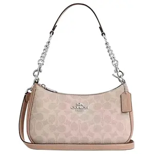 COACH Teri 24 Medium Logo Crossbody Bag in Sand and Taupe