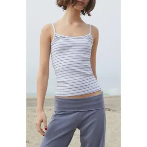 John Galt Women's Grey & Navy Skylar Striped Tank Top
