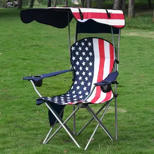 【SummerVibes】New Upgrade Wide lawn chair, Uhair camping chair with foldable sunshade, suitable for beach camping, foldable outdoor fishing/sports | Comes with two cup holders and storage bag